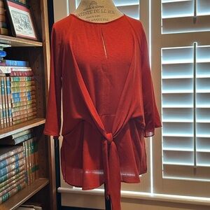 Chenault Red Tie-Front Blouse